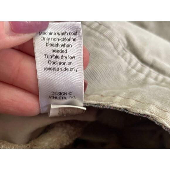 Athleta Whenever Corduroy Skirt A-Line Flare Pockets Drawstring Beige Sz 4P - Picture 7 of 8